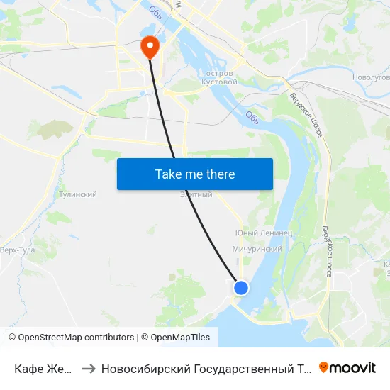 Кафе Жемчужина to Новосибирский Государственный Технический Университет map