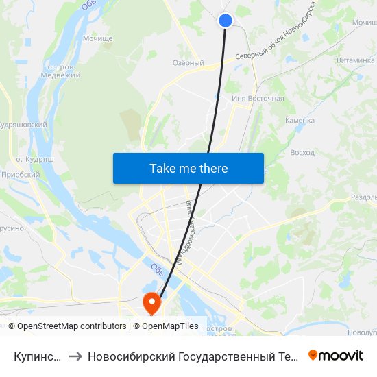 Купинская Ул. to Новосибирский Государственный Технический Университет map