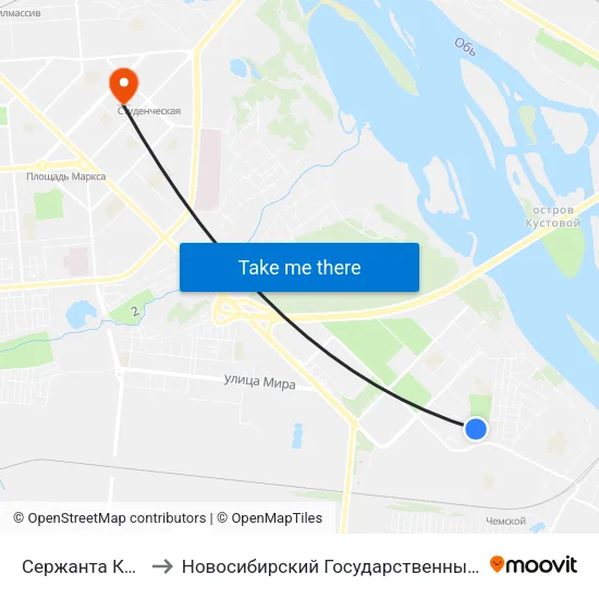 Сержанта Коротаева Ул. to Новосибирский Государственный Технический Университет map