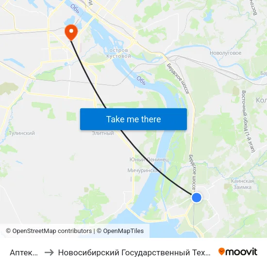 Аптека №68 to Новосибирский Государственный Технический Университет map