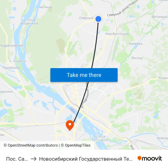Пос. Садовый to Новосибирский Государственный Технический Университет map
