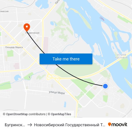 Бугринская Роща to Новосибирский Государственный Технический Университет map