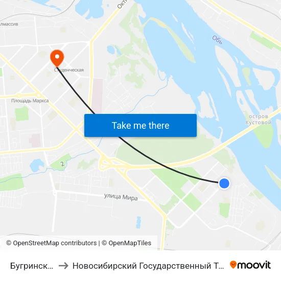 Бугринская Роща to Новосибирский Государственный Технический Университет map