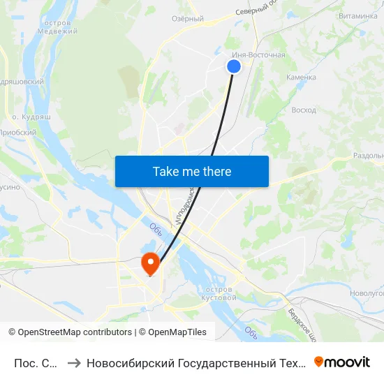 Пос. Спартак to Новосибирский Государственный Технический Университет map
