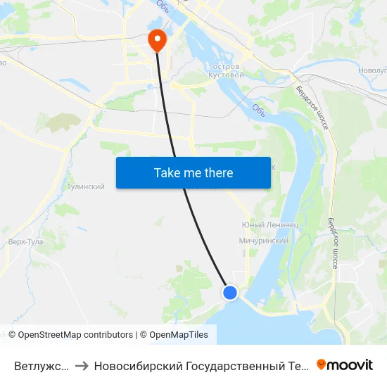 Ветлужская Ул. to Новосибирский Государственный Технический Университет map