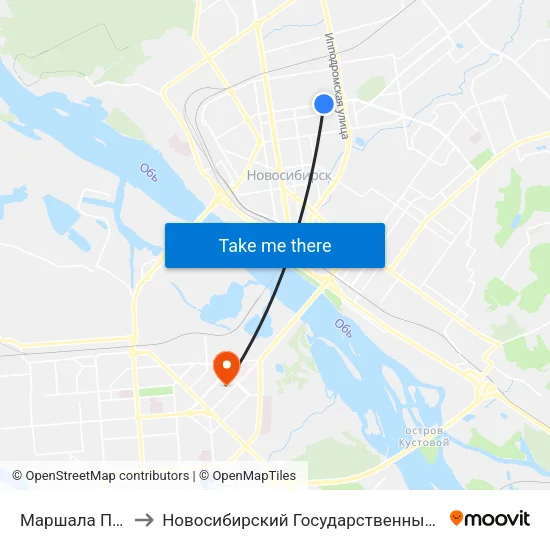 Маршала Покрышкина to Новосибирский Государственный Технический Университет map