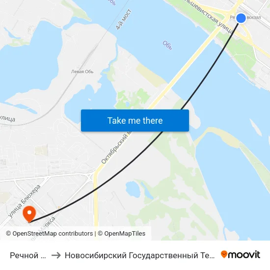 Речной Вокзал to Новосибирский Государственный Технический Университет map