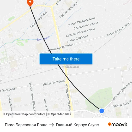Пкио Березовая Роща to Главный Корпус Сгупс map