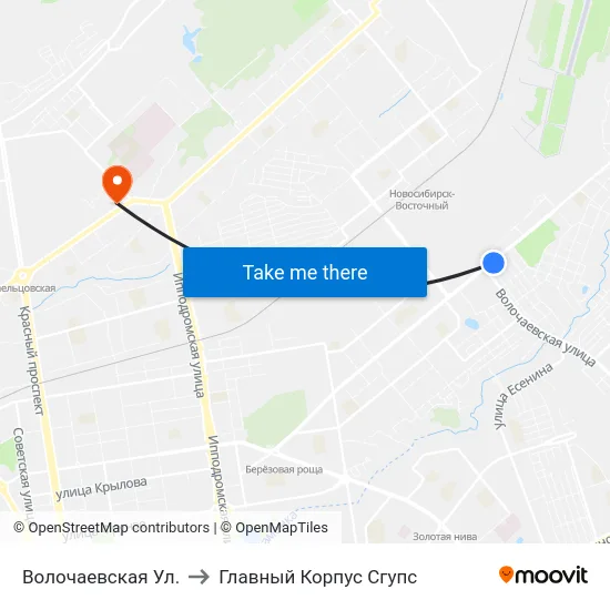 Волочаевская Ул. to Главный Корпус Сгупс map