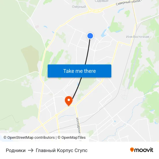 Родники to Главный Корпус Сгупс map