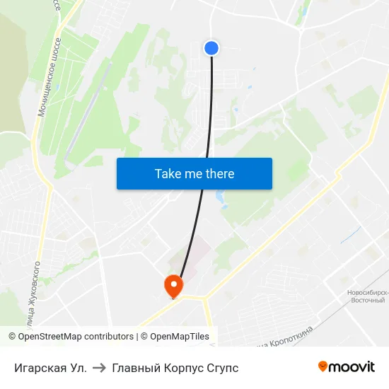 Игарская Ул. to Главный Корпус Сгупс map