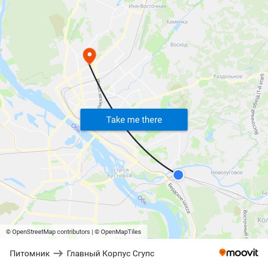 Питомник to Главный Корпус Сгупс map