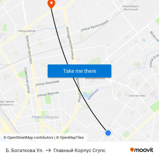 Б. Богаткова Ул. to Главный Корпус Сгупс map