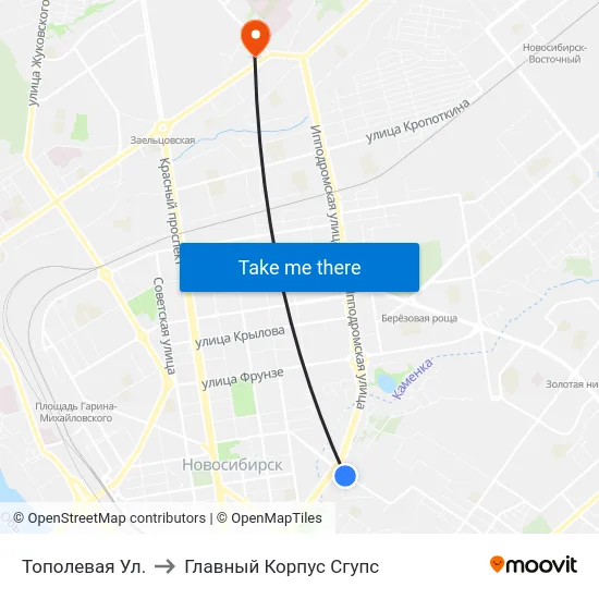 Тополевая Ул. to Главный Корпус Сгупс map