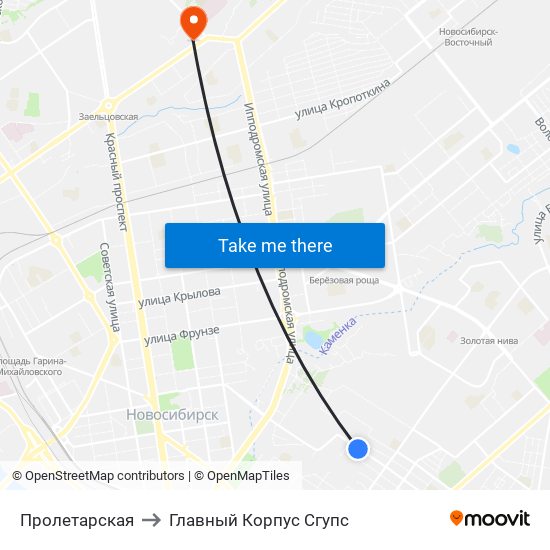 Пролетарская to Главный Корпус Сгупс map