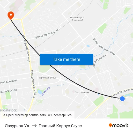 Лазурная Ул. to Главный Корпус Сгупс map