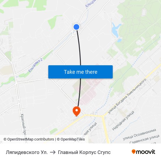 Ляпидевского Ул. to Главный Корпус Сгупс map