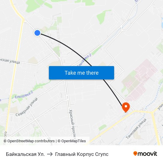 Байкальская Ул. to Главный Корпус Сгупс map