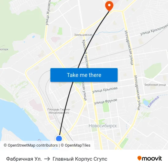 Фабричная Ул. to Главный Корпус Сгупс map
