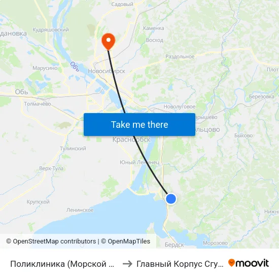 Поликлиника (Морской Пр) to Главный Корпус Сгупс map