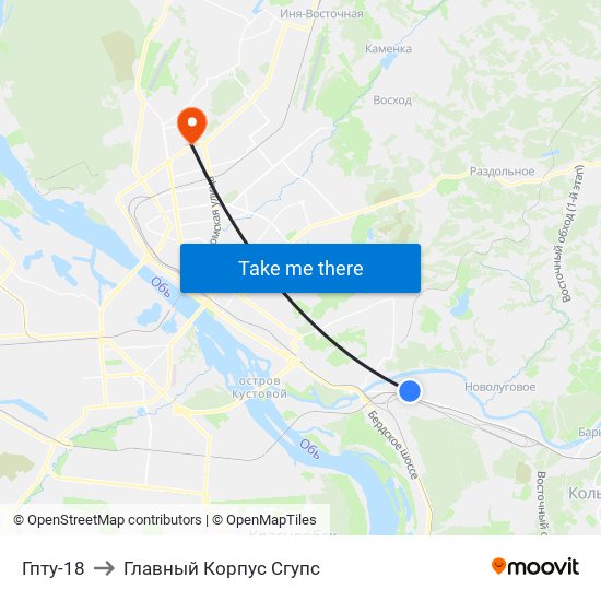 Гпту-18 to Главный Корпус Сгупс map