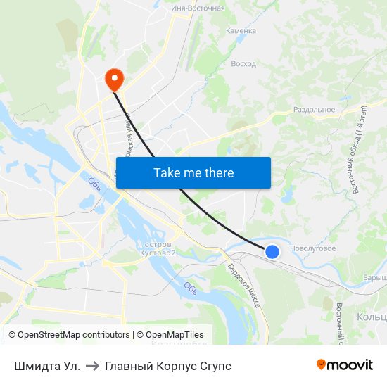 Шмидта Ул. to Главный Корпус Сгупс map