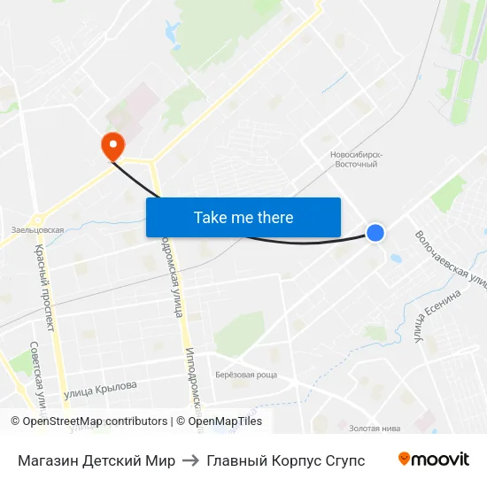 Магазин Детский Мир to Главный Корпус Сгупс map