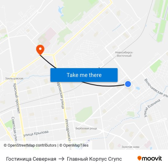 Гостиница Северная to Главный Корпус Сгупс map