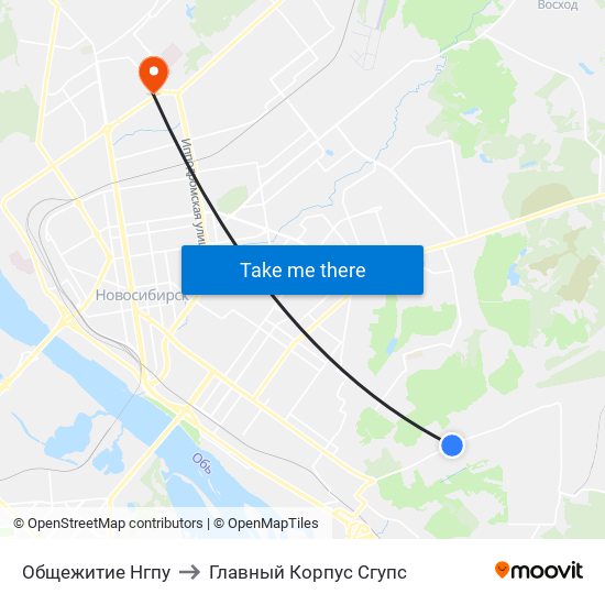 Общежитие Нгпу to Главный Корпус Сгупс map