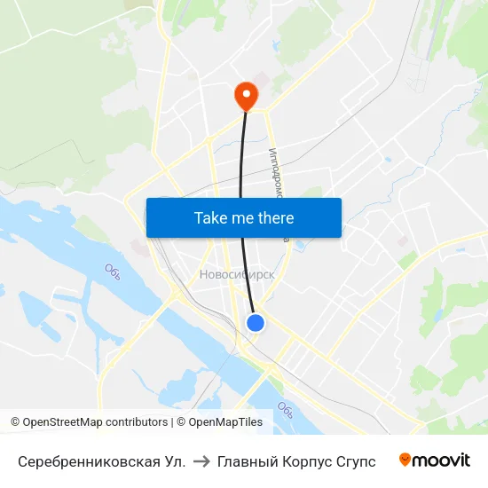 Серебренниковская Ул. to Главный Корпус Сгупс map