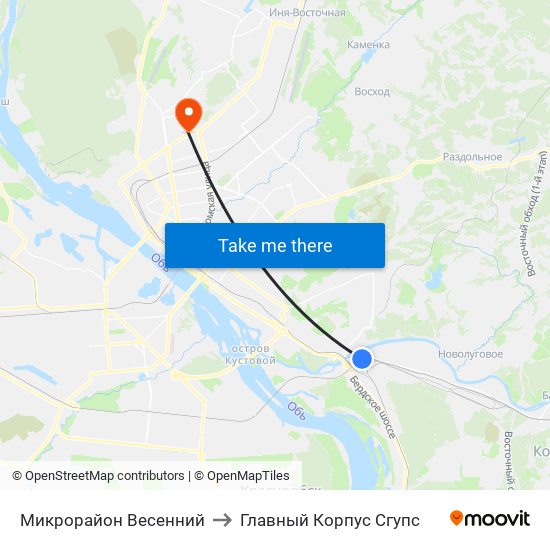 Микрорайон Весенний to Главный Корпус Сгупс map