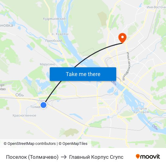 Поселок (Толмачево) to Главный Корпус Сгупс map