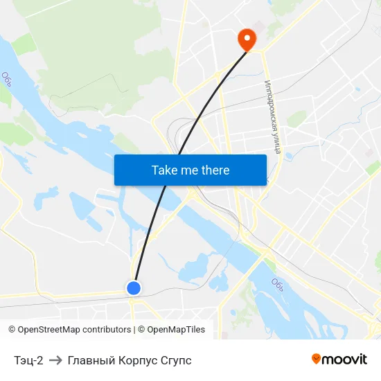 Тэц-2 to Главный Корпус Сгупс map