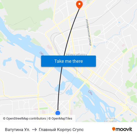 Ватутина Ул. to Главный Корпус Сгупс map