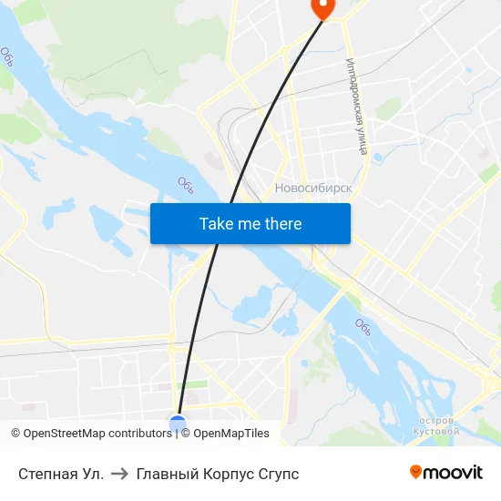 Степная Ул. to Главный Корпус Сгупс map