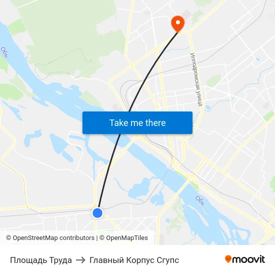 Площадь Труда to Главный Корпус Сгупс map