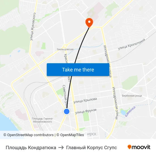 Площадь Кондратюка to Главный Корпус Сгупс map