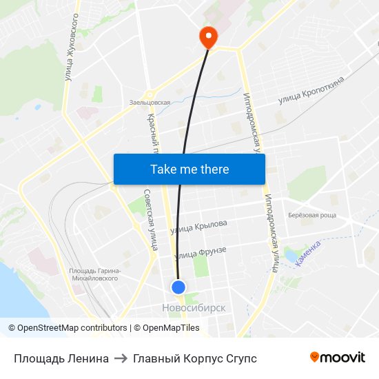 Площадь Ленина to Главный Корпус Сгупс map