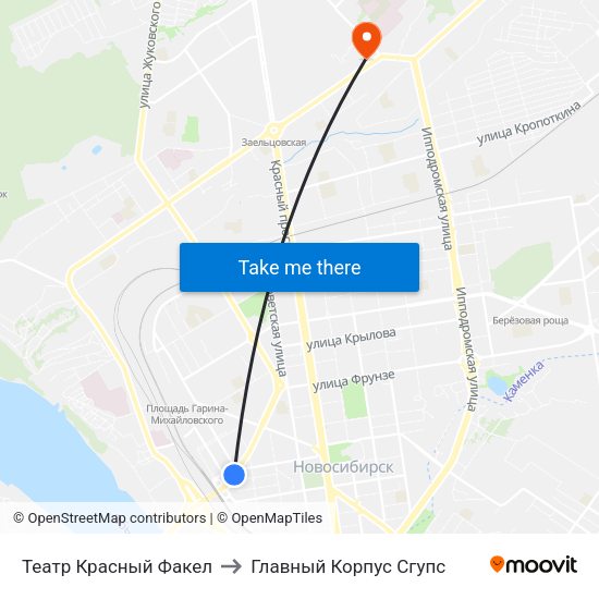 Театр Красный Факел to Главный Корпус Сгупс map