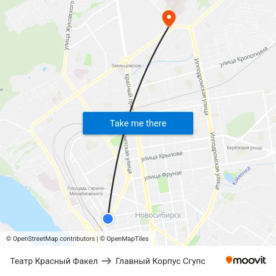 Театр Красный Факел to Главный Корпус Сгупс map