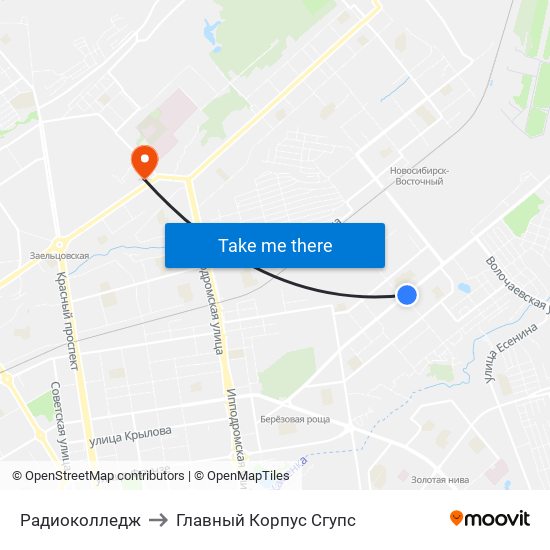 Радиоколледж to Главный Корпус Сгупс map