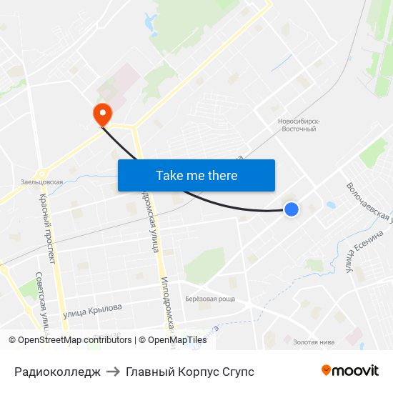 Радиоколледж to Главный Корпус Сгупс map