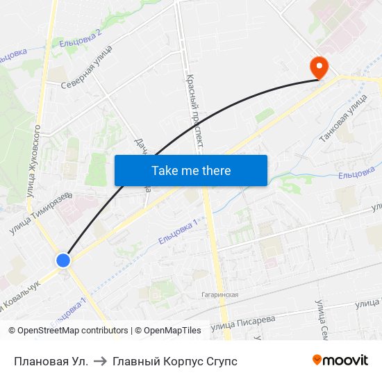 Плановая Ул. to Главный Корпус Сгупс map