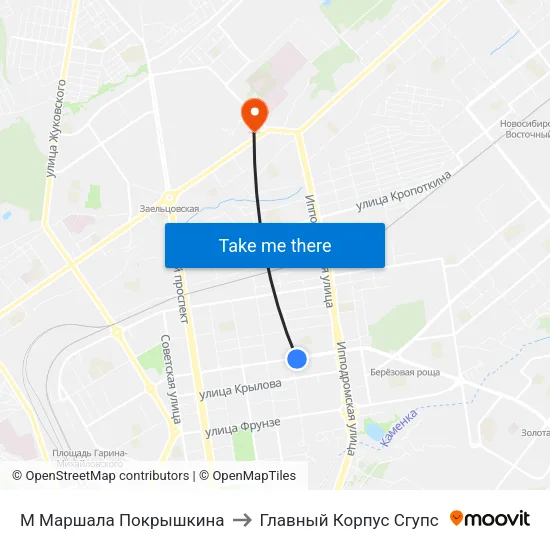 М Маршала Покрышкина to Главный Корпус Сгупс map