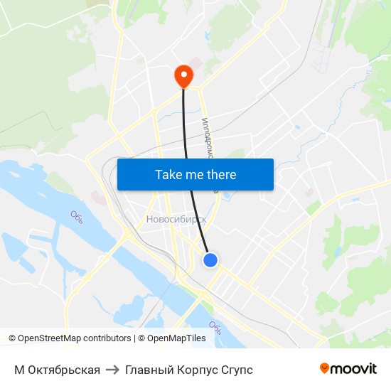 М Октябрьская to Главный Корпус Сгупс map