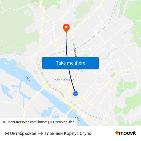 М Октябрьская to Главный Корпус Сгупс map