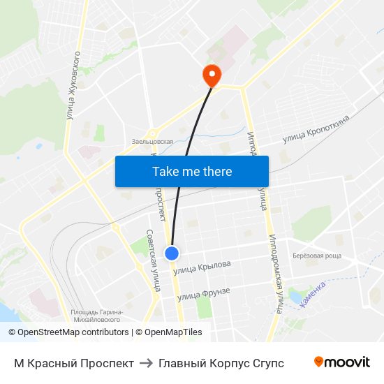 М Красный Проспект to Главный Корпус Сгупс map