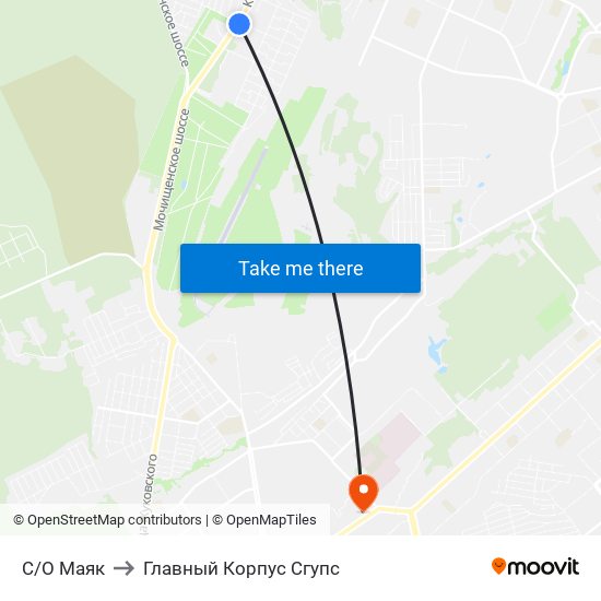 С/О Маяк to Главный Корпус Сгупс map
