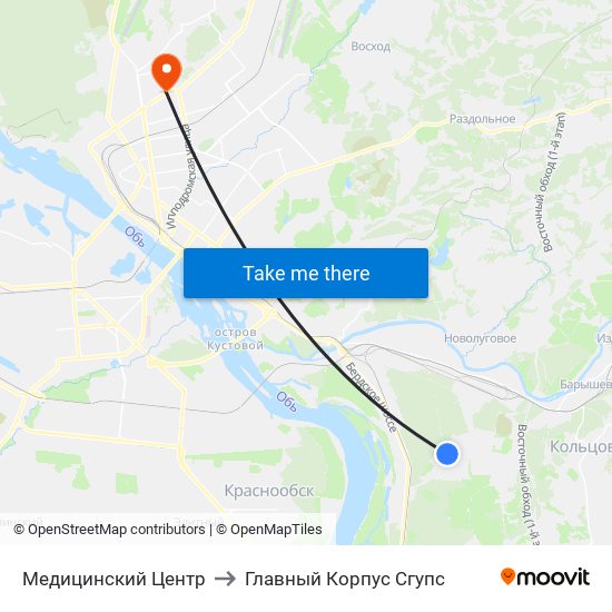 Медицинский Центр to Главный Корпус Сгупс map