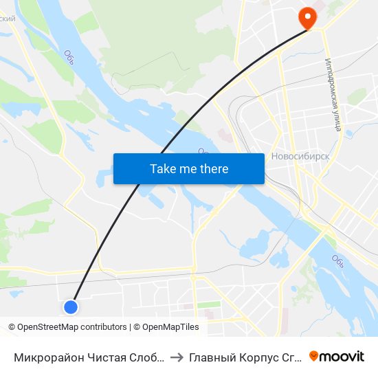 Микрорайон Чистая Слобода to Главный Корпус Сгупс map